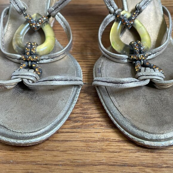 Giuseppe Zanotti Gold Leather & Bamboo Wedge Heels, EU 40 - Picture 16 of 16